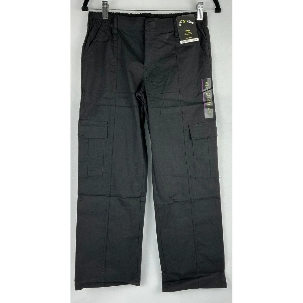 Art Class Girls XL 14 Outfit‎ Set Gray Waffle Knit Top Black Cargo Pants NWT